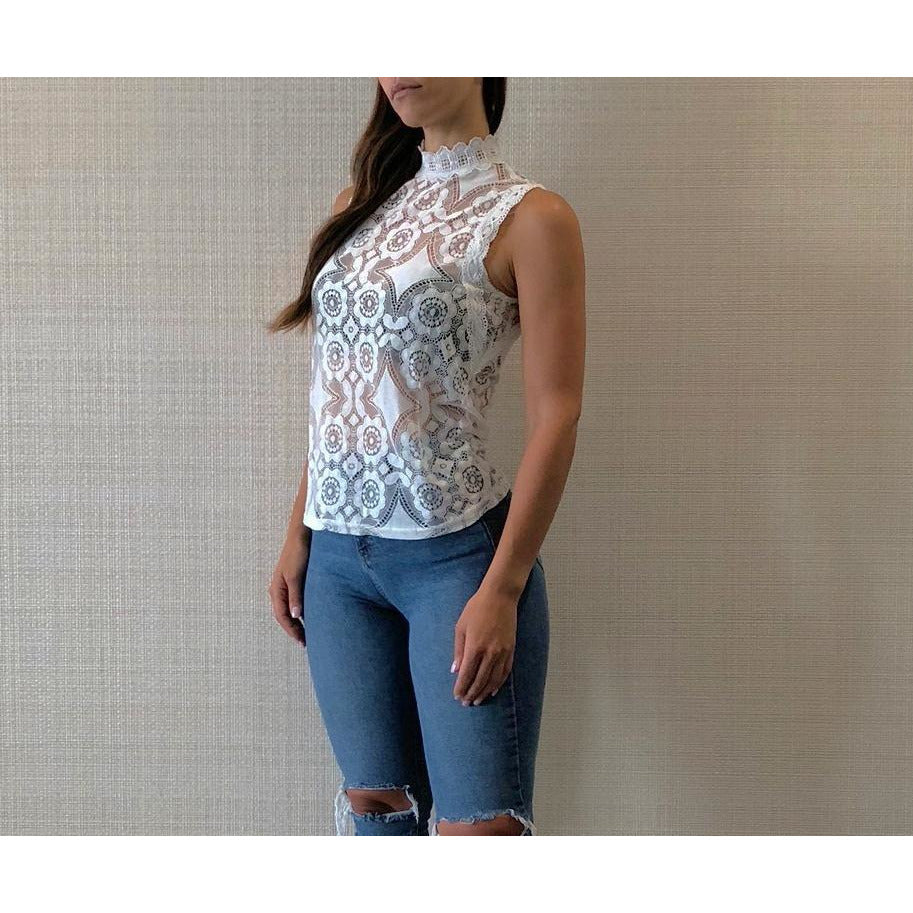 MELINA WHITE LACE TOP