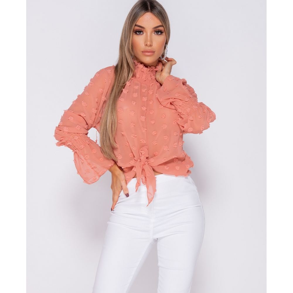 Dolly Sheer Coral Blouse