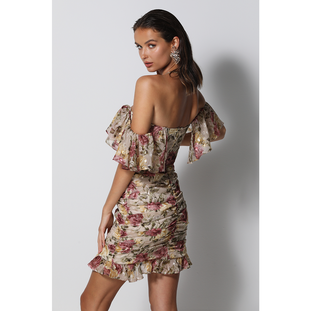 
            
                Load image into Gallery viewer, Fleur Dress Beige Foral
            
        